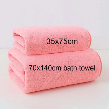 Solid Color Coral Fleece Thickened Towel Set - Soft Absorbent Bath Towels for Home Gym Face Washing - Soft Towels Set