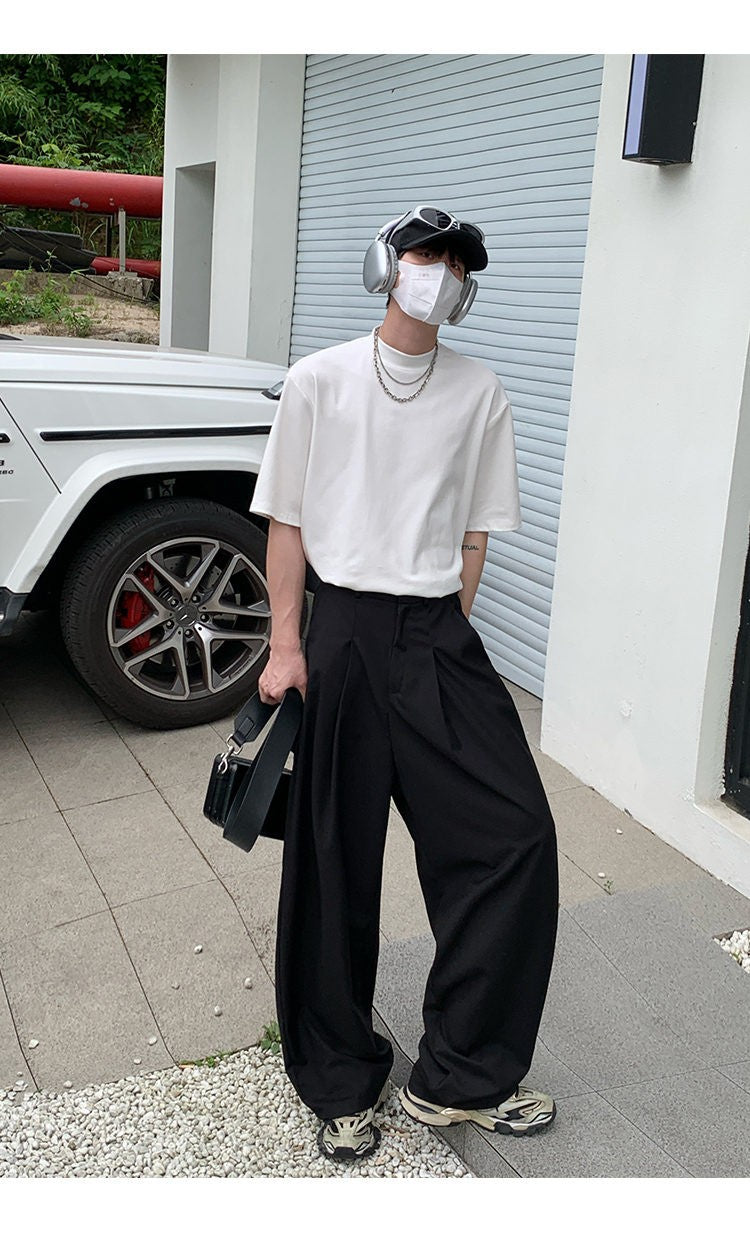 Oversized Black Suit Pants Men Fashion Social Mens Dress Pants Korean Loose Wide Leg Pants Mens Office Formal Trousers M-3XL