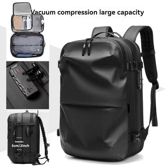 Vacuum sealed travel backpack, expandable air compression system waterproof TSA lock, travel backpack