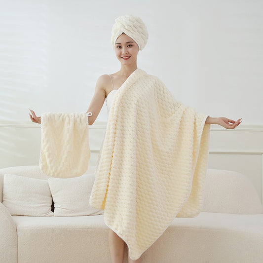 Super Soft and absorbs water and dries quickly, It is softer than pure cotton and the towel?bath towel and hair dryer