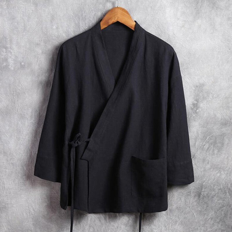 Men's linen vest Men's shirt Long sleeved Chinese official collar Traditional Kung Fu Tang casual social shirt Plus size shirts