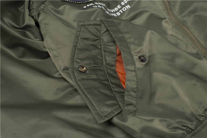 High Quality Military Fashion Casual Boy Youth Lightweight Top Gun Patch Embriodey Streetwear Ma1 Satin Flight Bomber Jacket Men