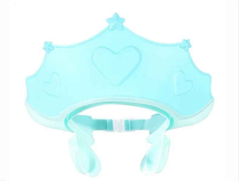 Chapéu de banho de borracha macia ajustável à prova d'água para bebês, proteção auricular infantil, xampu seguro para crianças, chapéu de bebê padrão coroa