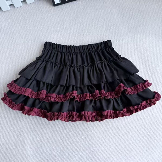 Purple Pumpkin Cake Skirt Women Y2k Short Fluffy White Lace Mini Skirts Girl's Sweet Lolita Pink A Line Pleated Skirts For Women