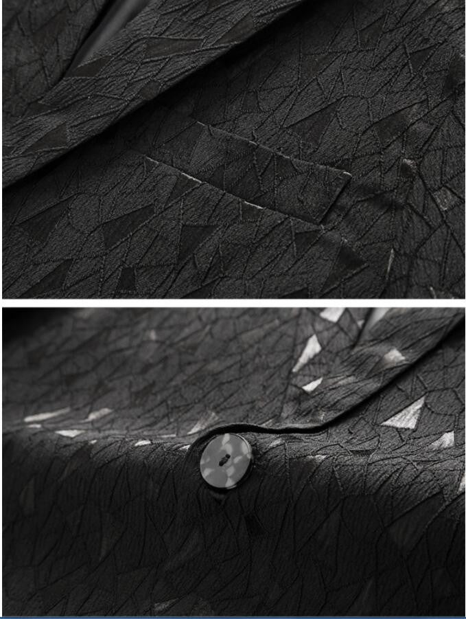 Classic Black Jacquard Suit Male Business Casual Coat Size 6XL-S Fashion Men Wedding Party Tuxedo Dress Blazers Slim Fit Tops