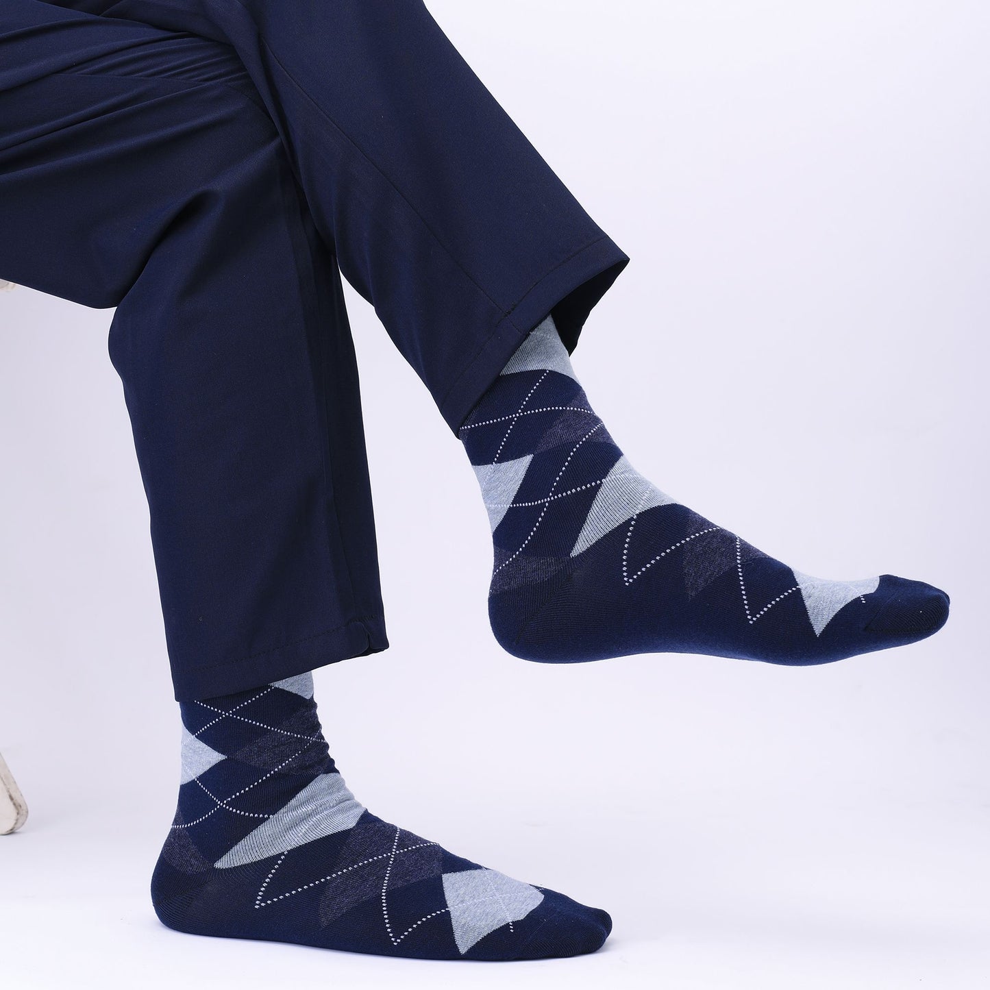 5 Pairs Mens Dress Socks Plus large Size?High Quality Combed Cotton Crew Socks?Black Cool Argyle Breathable Casual Socks for men