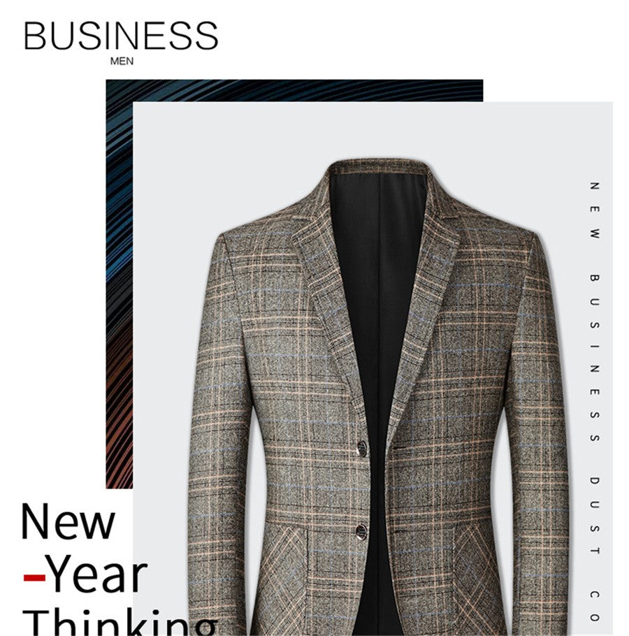 FGKKS New Spring Autumn Blazers Men Slim Fit British Plaid Formal Suit Jacket Party Wedding Business Casual Blazers Male