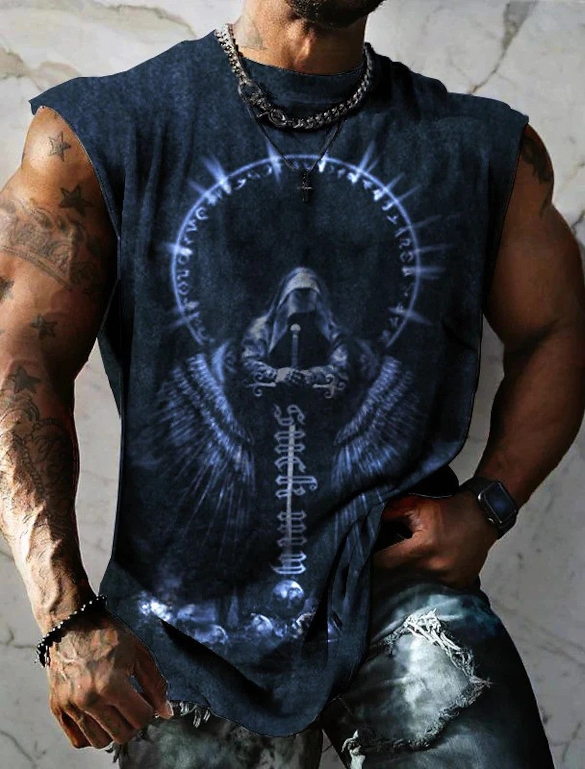 Four Seasons New Mens Fitness Clothing Simple Breathable Street Sleeveless Under