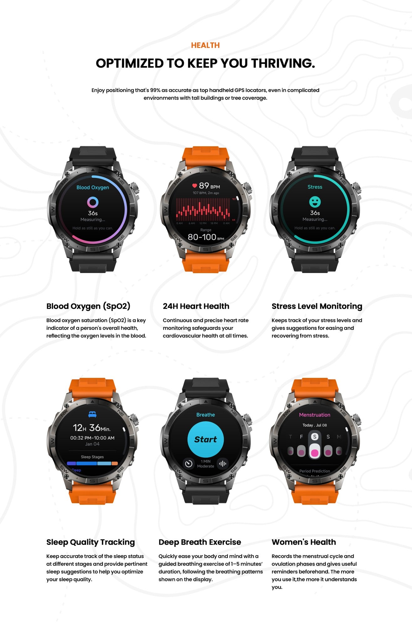 Zeblaze Stratos 2 Plus GPS Sports Smart Watch Bússola Integrada Altímetro Barométrico Tela AMOLED de 1.43'' Smartwatch com Chamada de Voz