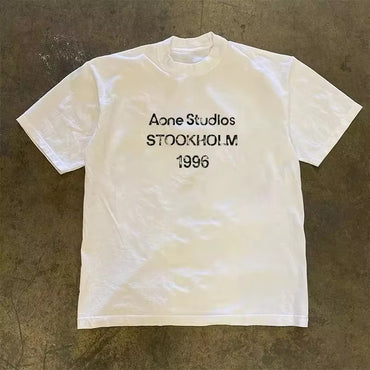 Roupas masculinas Unissex Tendência de verão Moda Marca de luxo Camiseta com letras estampadas Camiseta de algodão masculina e feminina Manga curta