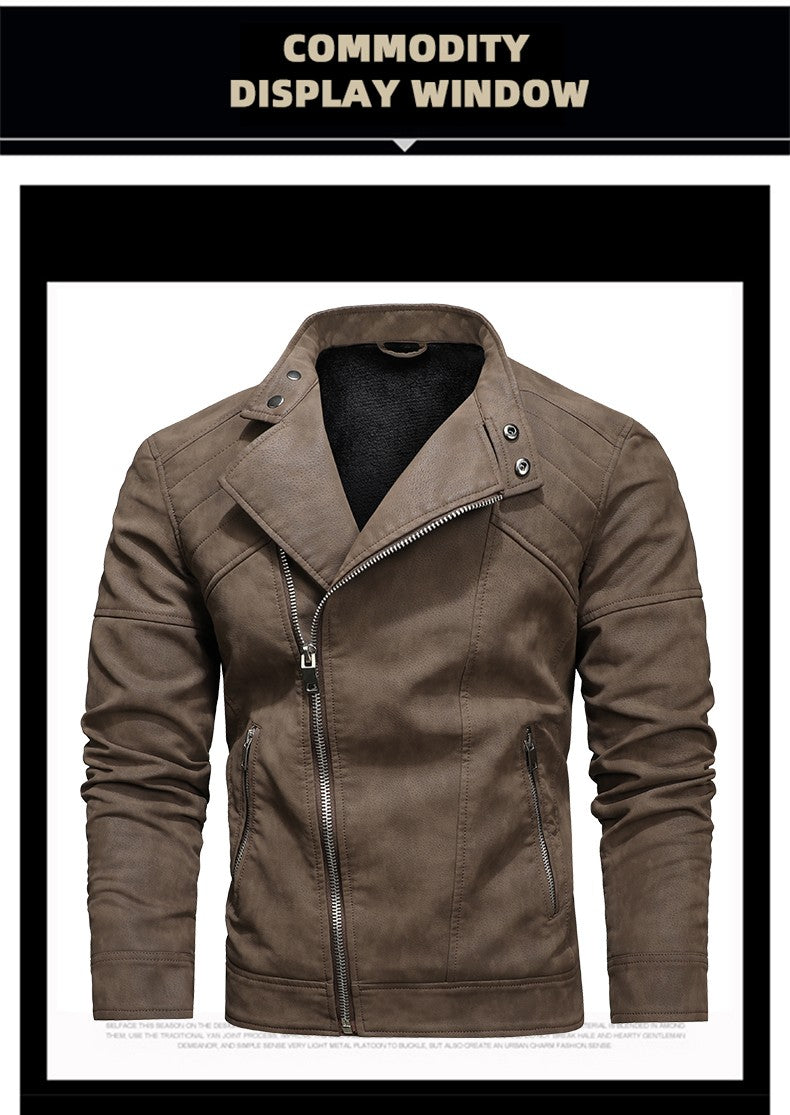 2025 Fashion Leather Jacket Men Winter Fleece Warm Zipper Motorcycle Coats Mens Fashion New Biker PU Jackets Slim Overcoat