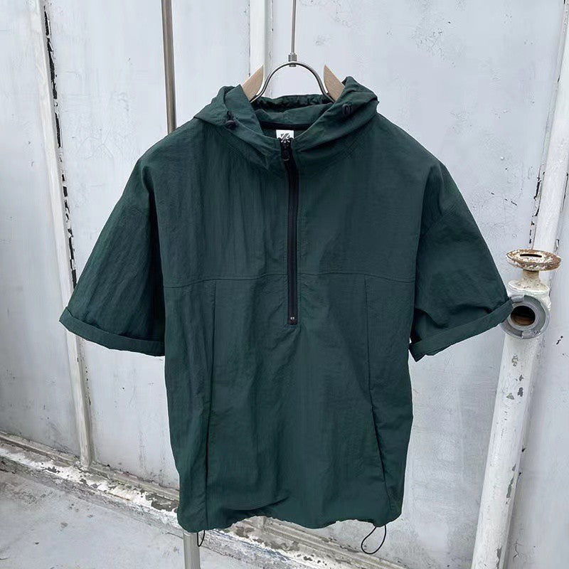 Summer Cargo Style Set Men's Casual Hooded Solid Short Sleeve T-shirt Shorts Loose Fashion High Quality Handsome Sweatshirt Suit