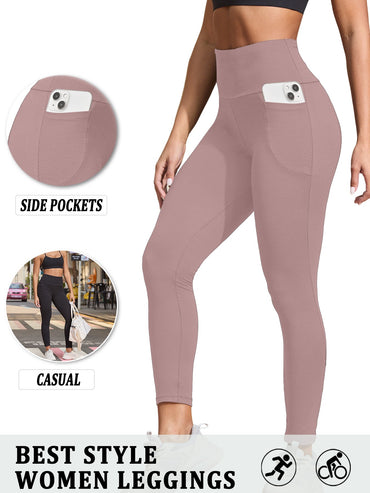 Super Soft Sports Leggings With Pockets For Women High Waisted Workout Yoga Running Push Up Gym Fitness Tight Pants Women's