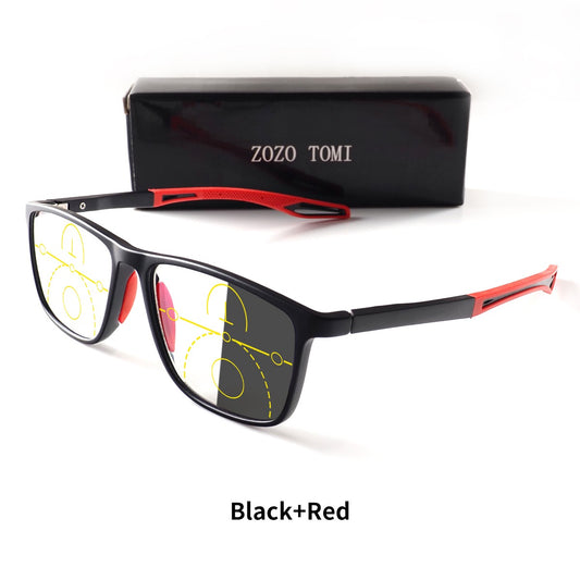 Progressive Multi-Focus Reading Glasses, Photochromic, Anti-Blue Light, Tr90 Tough Frame, Suitable for Men and Women, +100-+400