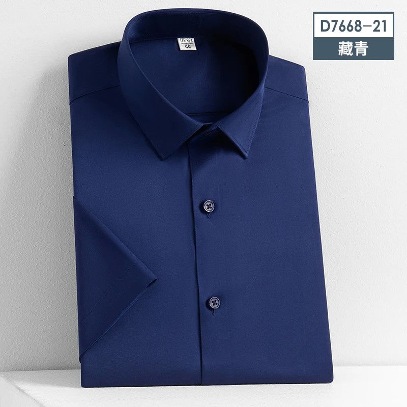 Stretch Anti-Wrinkle Smooth Men's Shirts Short Sleeves Dress Shirts For Men Slim Fit Camisa Social Business Blouse White Shirt