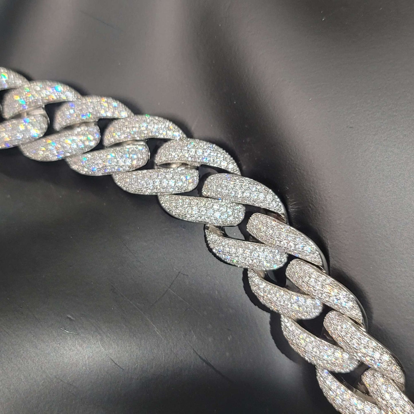 Corrente Cubana da Moda Miami Gelo 20MM Colar de Lua Totalmente Cravejado com Diamantes Fivela Longa Pulseira Joias Hip Hop Colares Para Homens