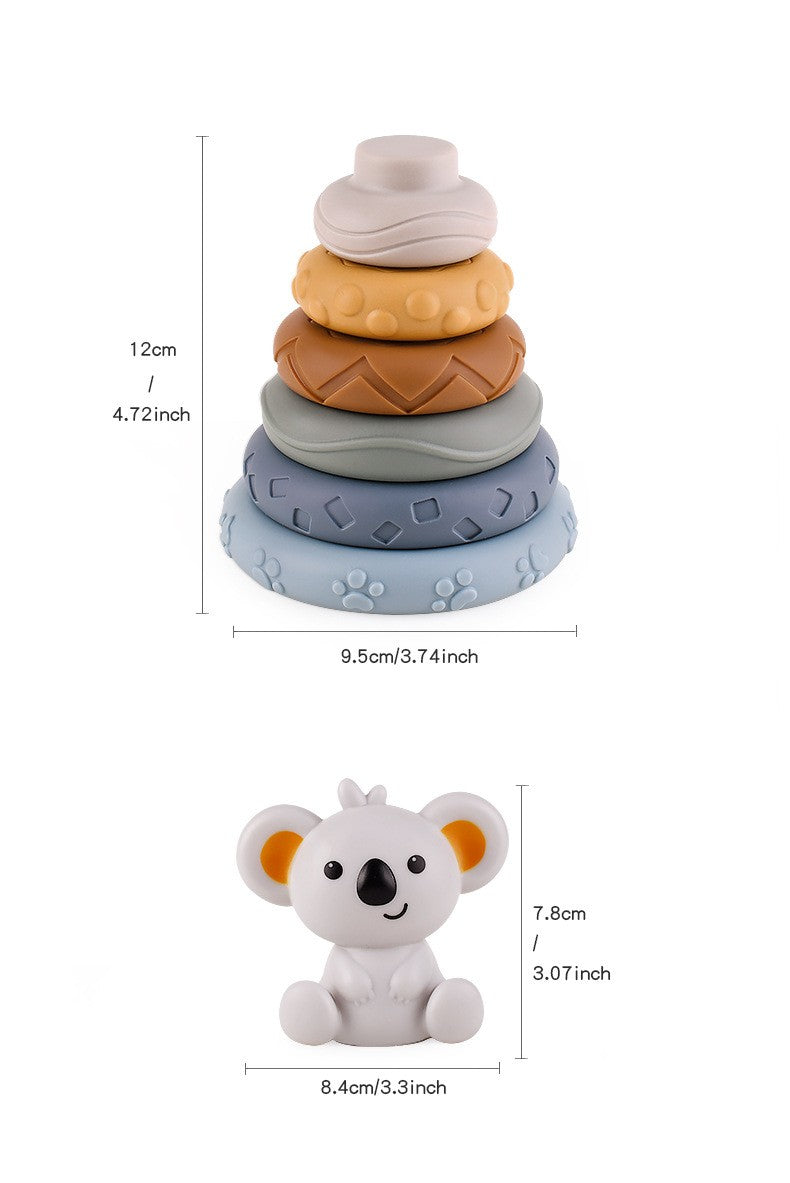 Blocos de Empilhar de Silicone Macio Brinquedo Cubos Macios de Montar Torre de Banho Mordedor Chocalho Blocos de Construção Brinquedos Educacionais Montessori Presente para Recém-Nascidos
