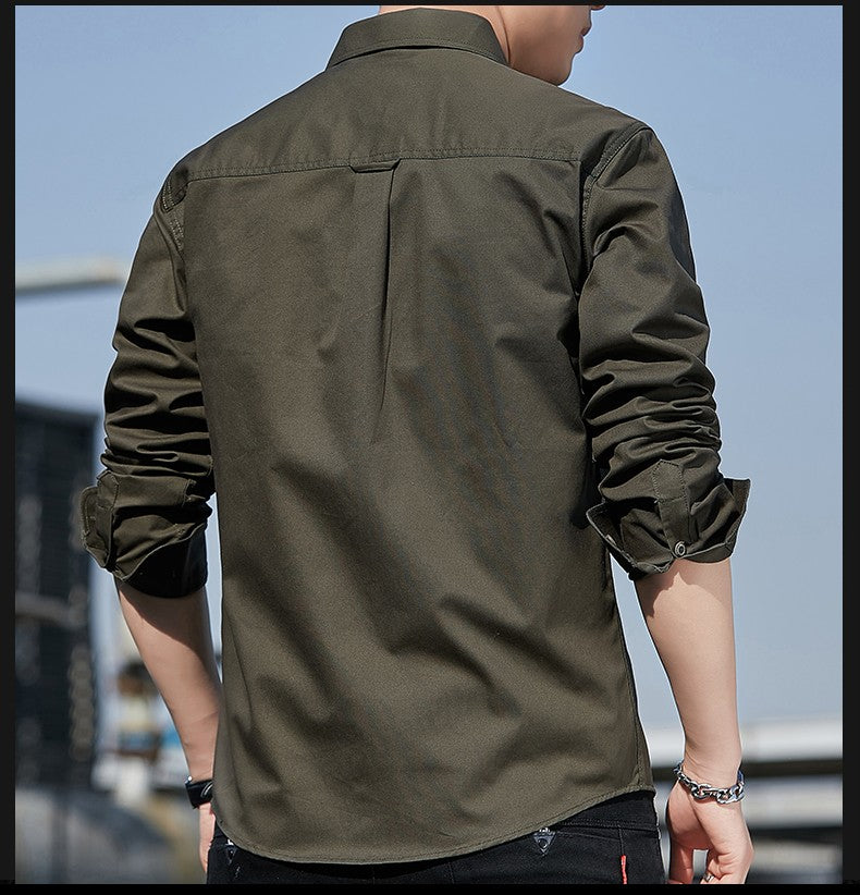 100% Cotton New Cargo Shirt for Men Long Sleeve 2 Pocket Shirts Outdoor Casual Blouses High Quality Clothing Overshirt