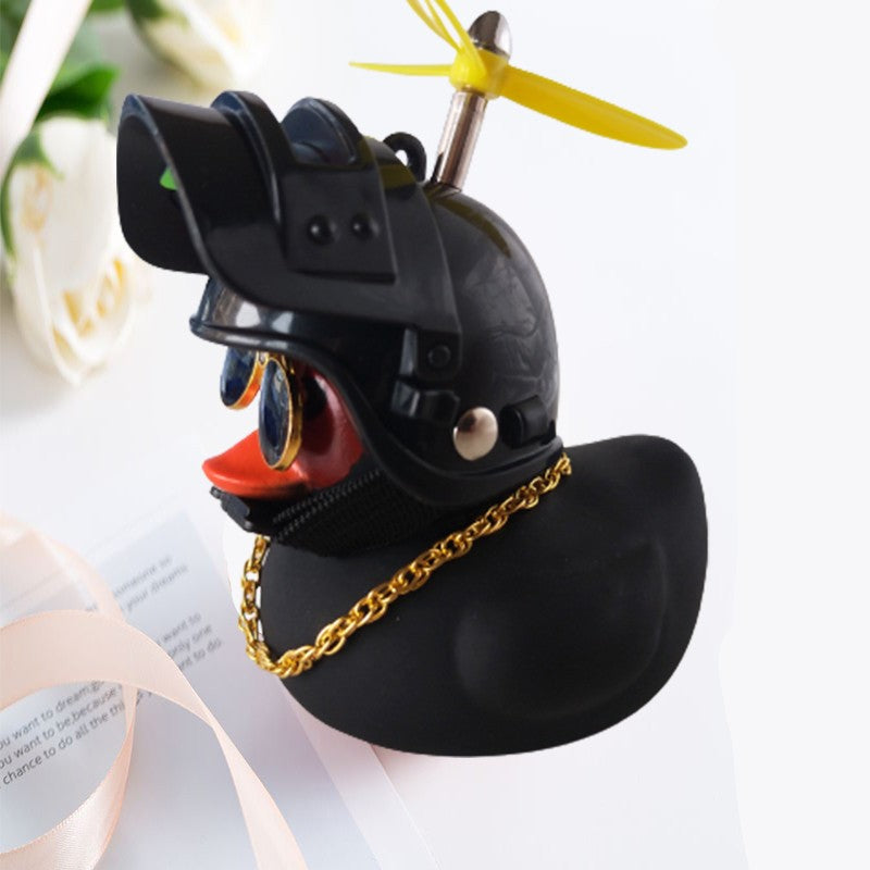 Broken Wind Rubber Duck Motor Accessories Yellow Duck with Helmet Auto Car Accessories Duck In The Car Car Interior Decoration
