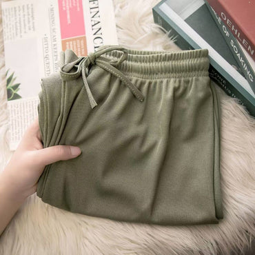 Women Pants Spring Summer Ice Silk Wide Leg Pants 2025 High Waist Loose Straight Casual Pant Female Outdoor Black Trousers