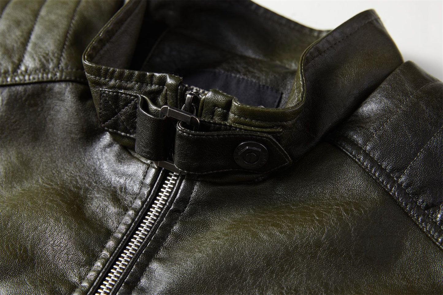 Modern PU Leather Motorcycle Biker Jacket Pilot Coat with Fleece Lining Tough Guy Men's Stylish Riding