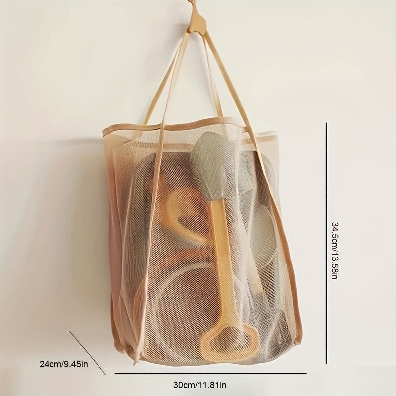 Extra Large Foldable Mesh Tote with Sturdy Handles, Durable Polyester Storage Bag for Beach Toys, Shells, Clothes & Towels