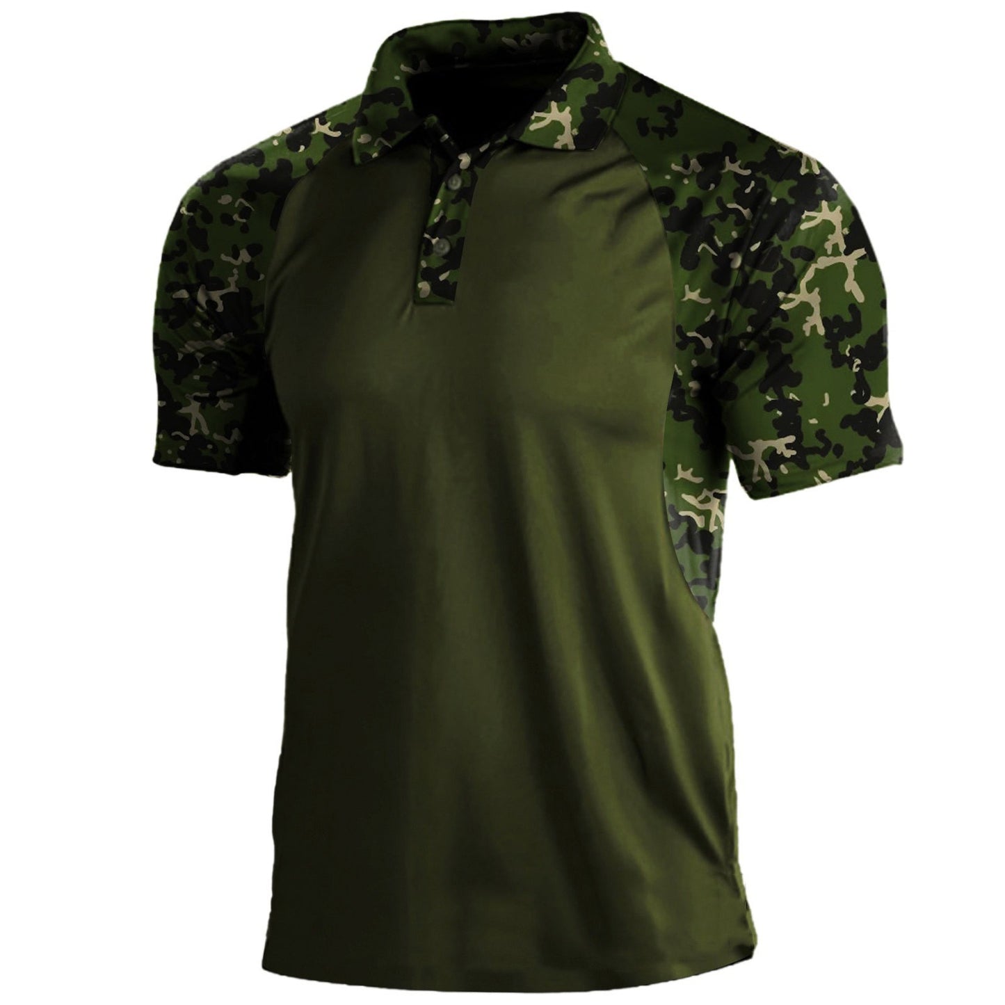 Summer Print Polo Shirts Men Fashion Camouflage Patchwork Short Sleeve Polos Outdoor Sports Fitness Tops Mens Breathable Tees