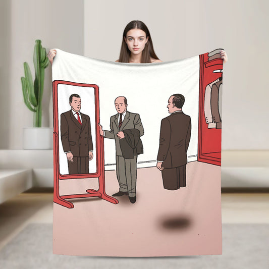 Mirror of Identity Flannel Blankets Winter Guy Billout Super Warm Throw Blanket for Child Novelty Bedspread Sofa Bed Cover