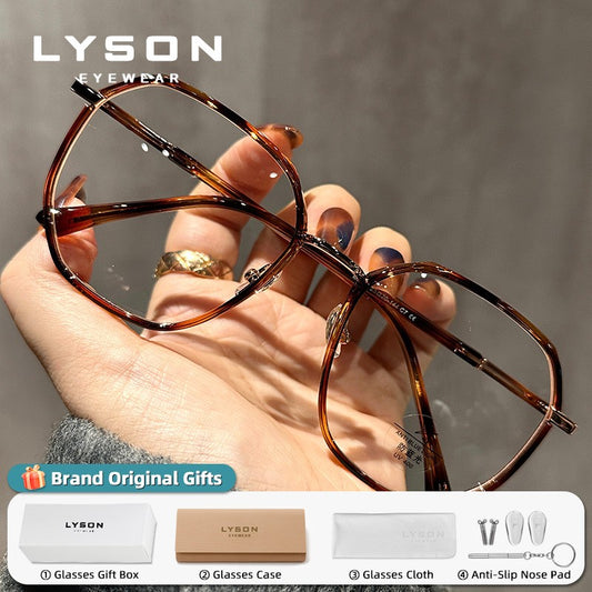 LYSON New Fashion Large Polygonal Women Reading Glasses Anti Blue Light Progressive Prescription Glasses Myopia Optical Eyewear
