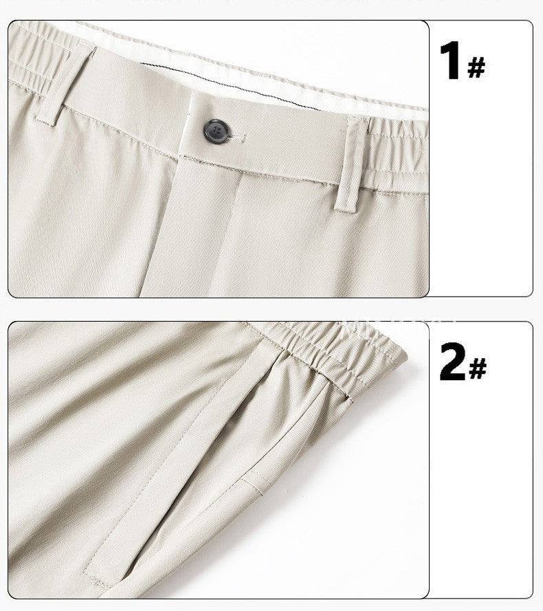 2025 New Summer Cotton Ankle Length Pants Men Slim Elastic Waist Jogger Outdoors Korean Work Suit Casual Trousers Male 28-38