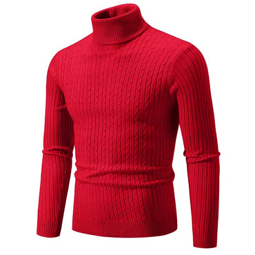 Autumn and Winter Men's Sweater Thin Elastic Fine Knitted Warm Top Versatile High Neck Solid Color Tight Fitting Pullover Top