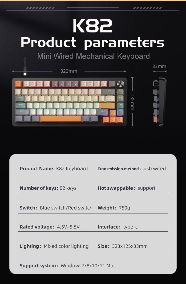 Teclado Mecânico com Fio 75% com Botão de Mídia, Teclado Gamer Preto APAYADO, Hot-Swap, Retroiluminação de Caractere Transparente com Teclas ABS