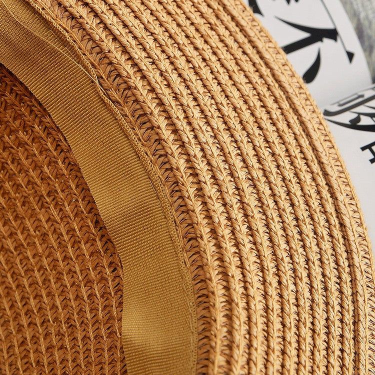 Chapéu Panamá COKK, Simples, de Verão, Praia, Feminino, Casual, Aba Reta, Chapéu de Palha com Laço para Meninas, Chapéu de Sol, Chapéu Feminino