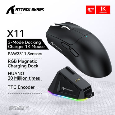 Attack Shark R1 X11 Wireless Bluetooth Gaming Mouse, PAW3311, Tri-Mode Connectivity, 59g Lightweight, for PC, Laptop & Mac