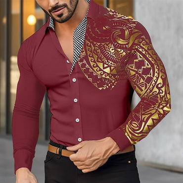 Men's Shirt Buttoned Hawaiian Shirt Long Sleeve Shirt Lapel Men's Clothing Soft Comfortable Shirt Fashion Button Design