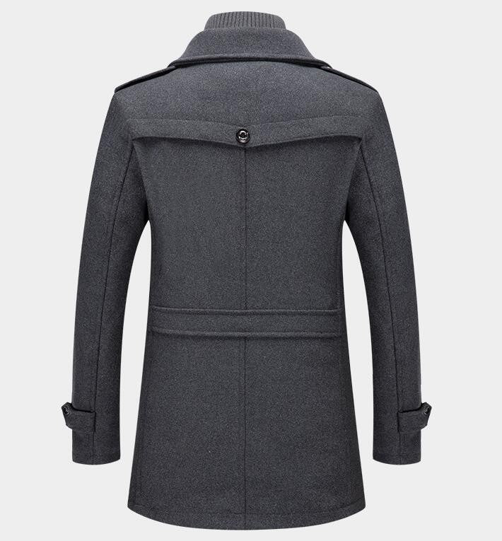 New Autumn Winter Wool Coat Men Fashion Double Collar Thick Jacket Single Breasted Trench Coat Men Casual Wool Blends Overcoats