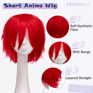 Short Roleplay Wig Fluffy Straight Synthetic Fiber Anime Wig Unisex Halloween Comic Convention Party Costume Wig