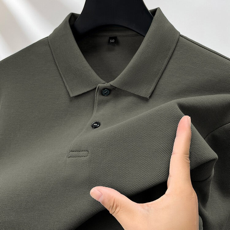 Durable 100% Cotton Men Polo Shirt,Autumn Leisure Long Sleeve, Breathable Lapels T-shirt, 16 Colors, Perfect for Golf and Sports