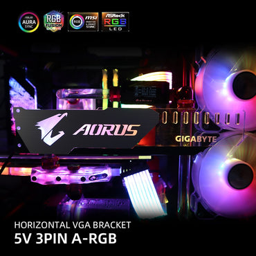 Video Card Aluminum Horizontal Support GPU Bracket 5V3Pin VGA Holder RGB MSI ROG NVIDIA A-RGB Metal AURA 12V MOD Customize