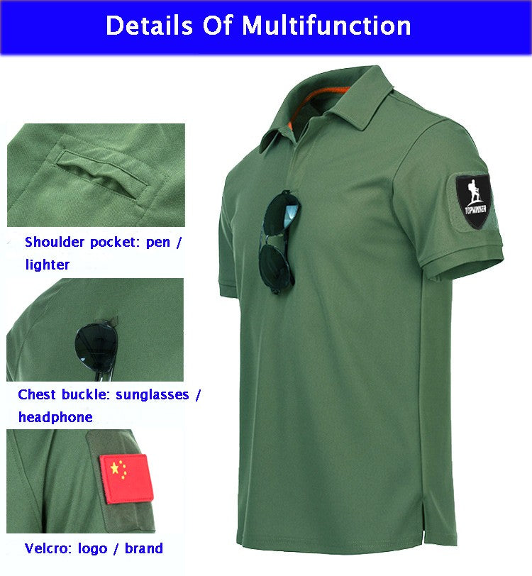 Men's Quick Dry Embroidered Polo Shirts Summer Custom Plus Size Military Clothes Tactical Plain Turn-down Army T-shirts