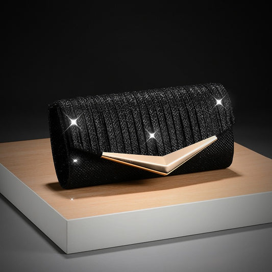 Luxury Envelope Evening clutch Bag New Bright Grain Wrinkle Textured Long Hardware shoulder bag Wedding Handbag for wedding bag