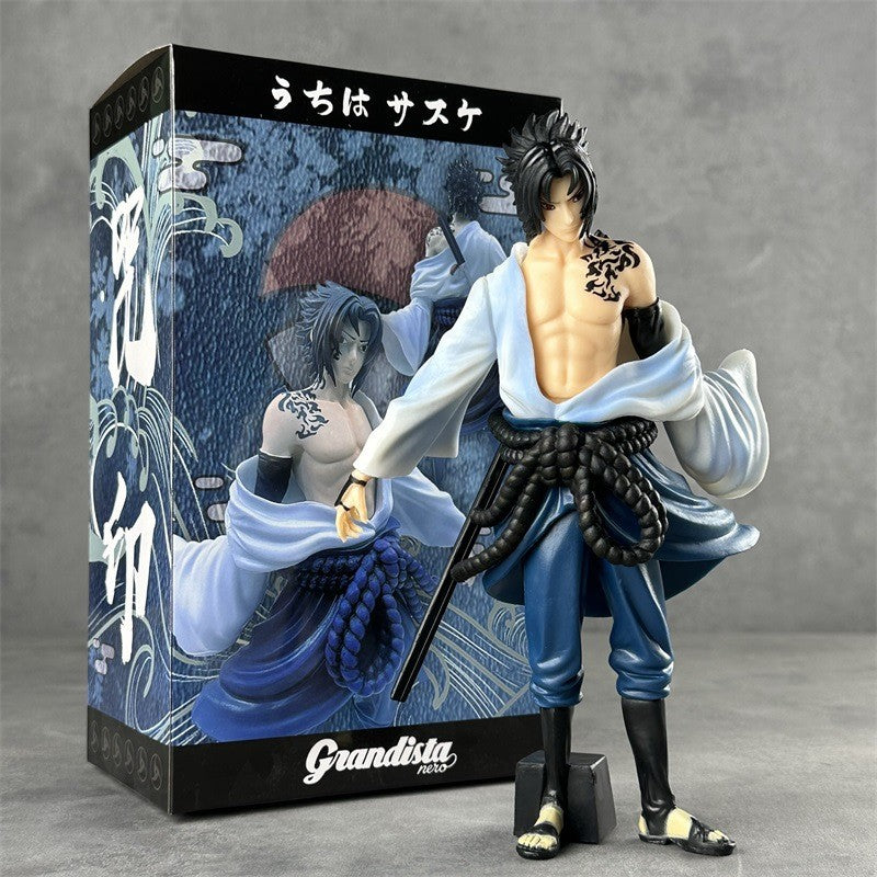 Bandai Naruto Figurine Charmander Sasuke Shippuden Thousand Birds Uchiha Sasuke Anime Figurine Model Room Desktop Ornament Gift