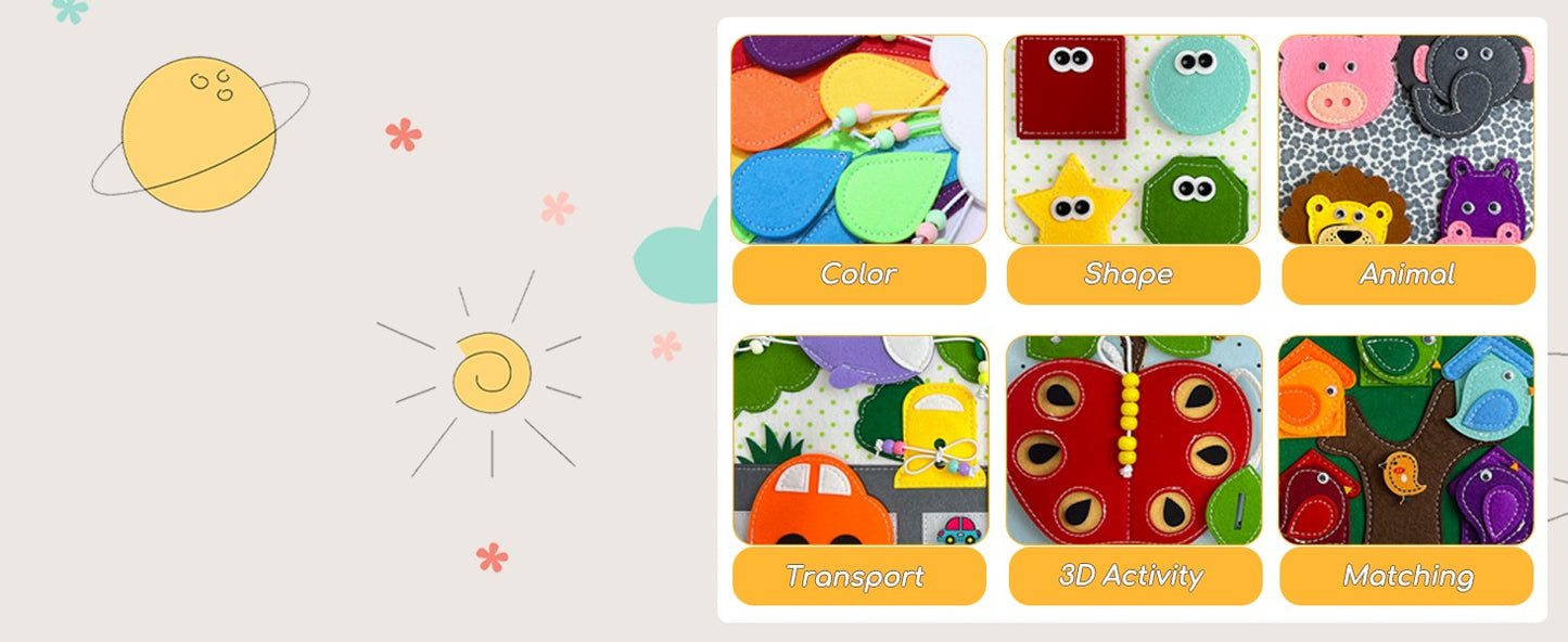 Montessori Busy Book for Toddlers,Educational Sensory Toy,Felt Quiet Book for Baby, Preschool Learning Activities for Kids Gift