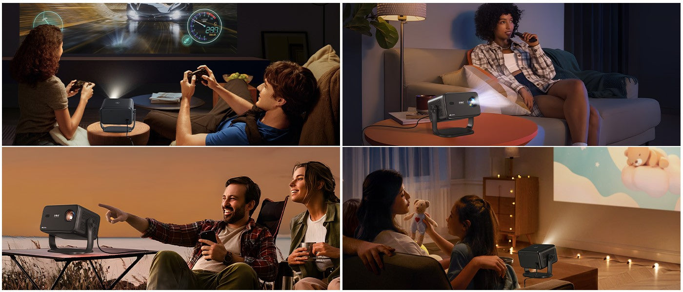 XGODY 4K Native 1080P WiFi6 Android Projector 18000lumen Voice Control AI Auto Focus HD Home Theater Cinema