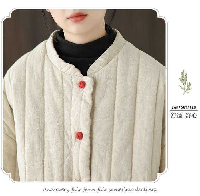 Cotton And Linen Women's Quilted Jacket 2024 New Autumn And Winter Retro Chinese Style Short Thick Casual Padded Coat Top K2675