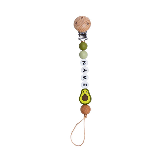 Corrente de chupeta personalizada com nome, de silicone de leopardo, mordedor de bebê, prendedor de corrente de chupeta, produtos infantis