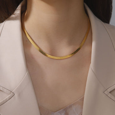 Skyrim Stainless Steel Snake Chain Necklace for Women Men Gold Color Herringbone Choker Neck Chains 2025 Trend Jewelry Gift Hot