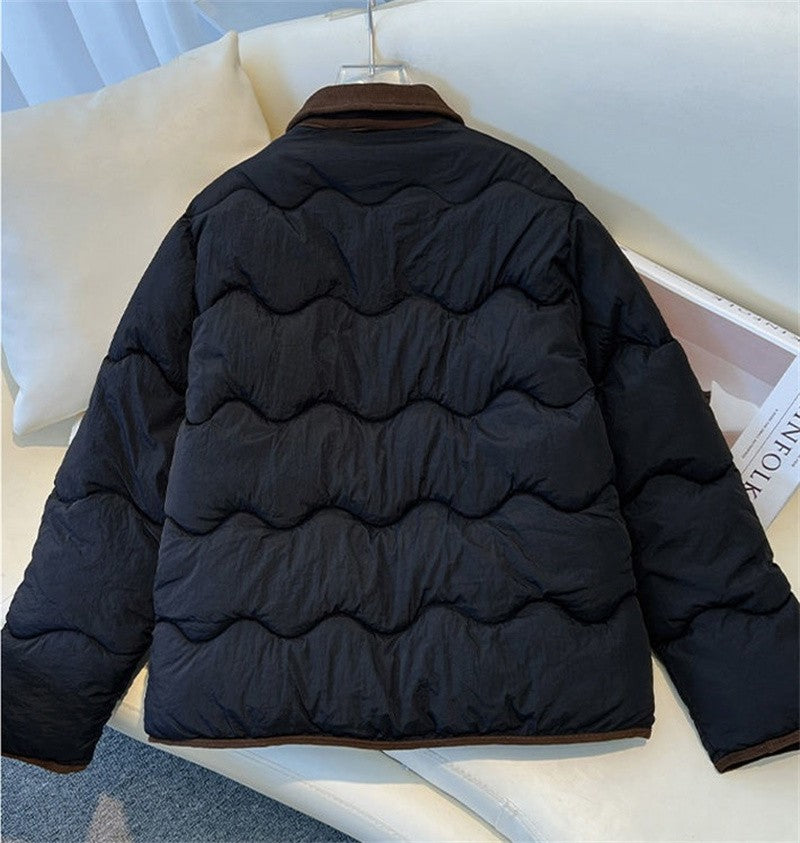 Fashion Women's Cotton Jacket 2025 New Autumn Winter Coat Parker Lightweight Warm Short Lapel Casual Outerwear Female Top