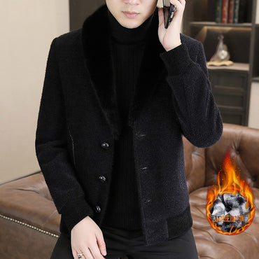 2024 Winter Woolen Jacket for Men Thick and Plush Warm Lapel Trench Coat Casual Business Wool Blends Social Streetwear Overcoat