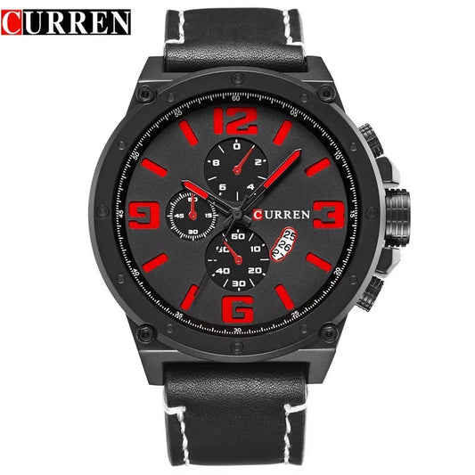 CURREN 8124,8208,8192,8230 Factory Watch Men Calendar Sport Military Male Clock Brand Luxury Origianl PU Leather Band Wristwatch